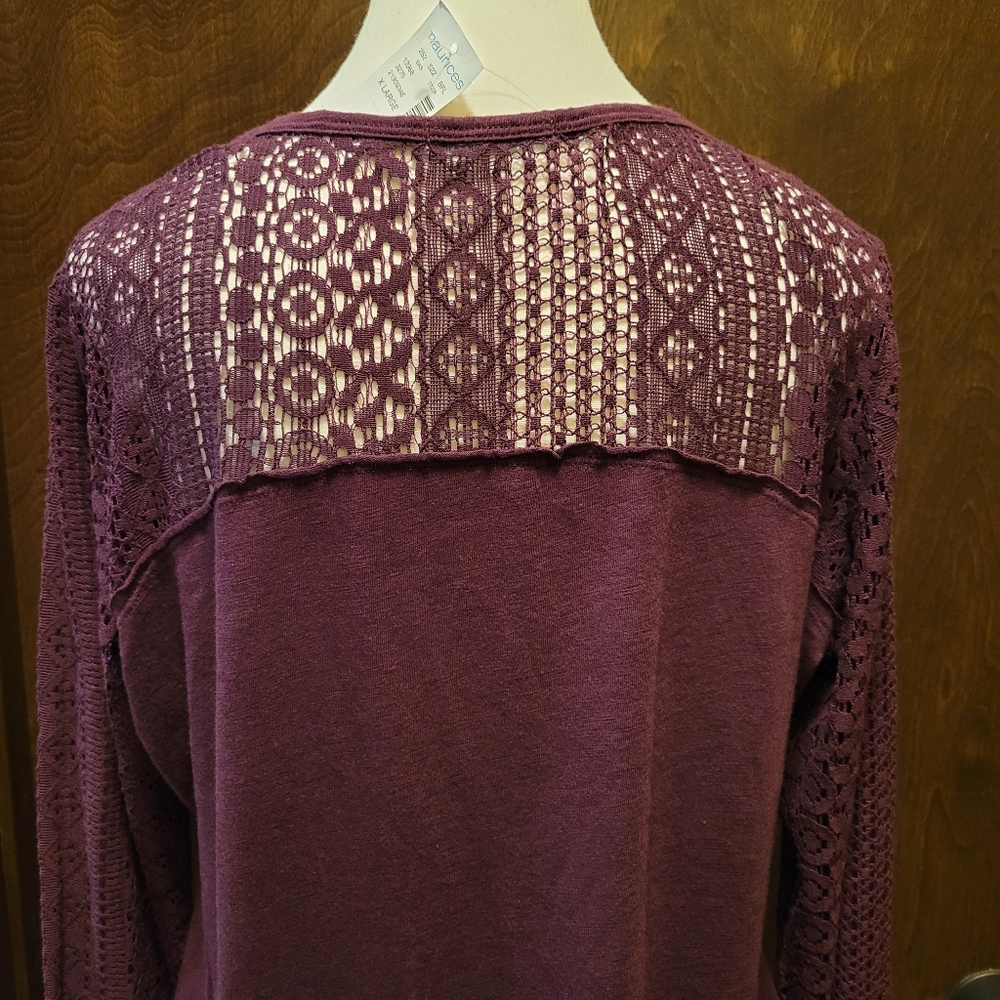 Maurices Purple Lace Long Sleeve Top NWT - Picture 4 of 10